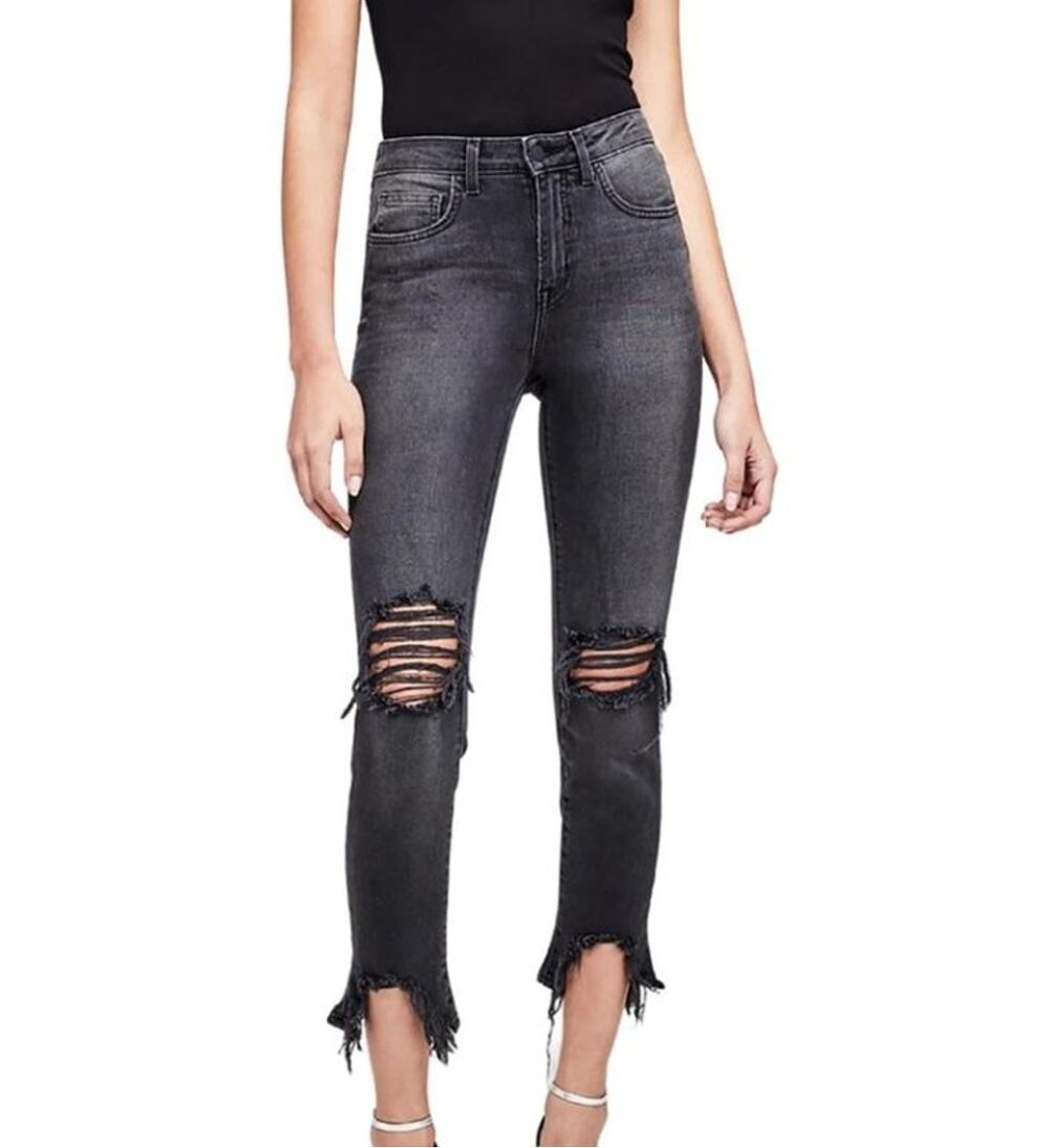 L'Agence High Line High Rise Destruct Jeans Size 26 Faded Black Skinny